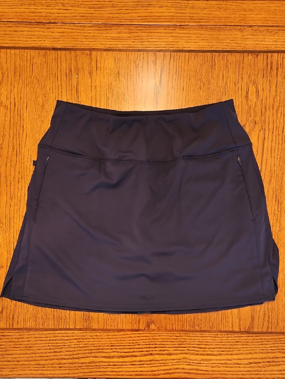 Santiny Women's Athletic Skort Navy Blue Size L Pockets Mesh Under Shorts